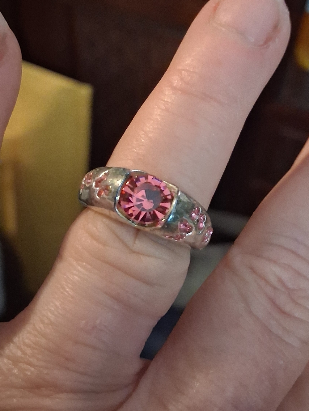 1 Carat Pink CZ PROMISE RING in Nickel Free Sterling Plated Size 6